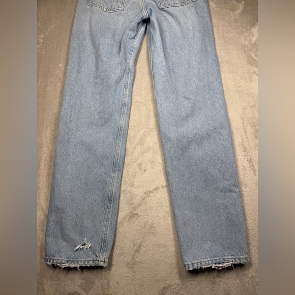Agolde 90s High Rise Loose Fit 100% Organic Cotton Distressed Blue Jeans Size 23 - Picture 13 of 16